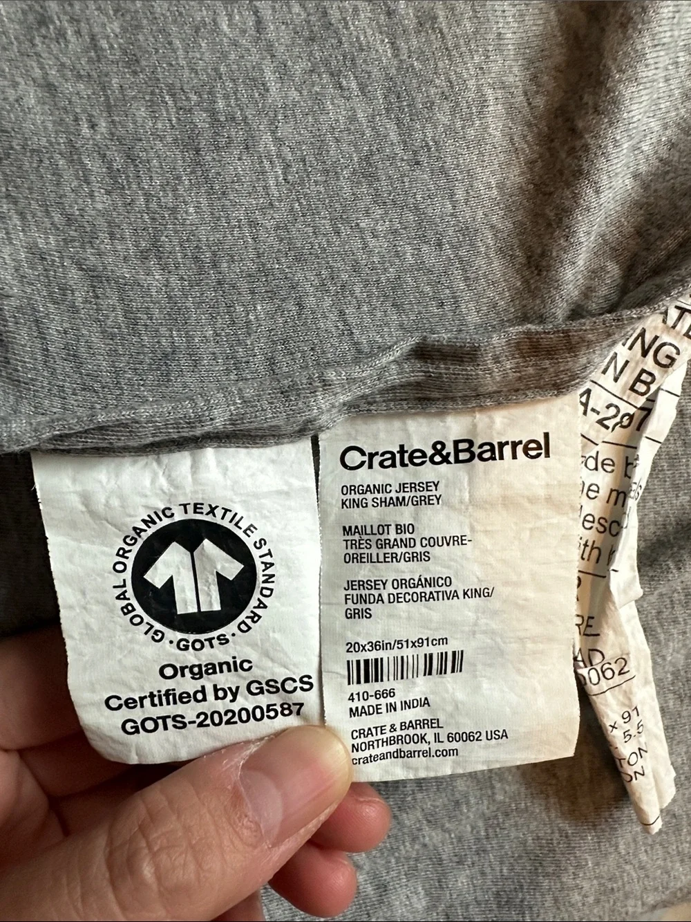 Crate&Barrel Quilted Gray king size quilt and pillow cases